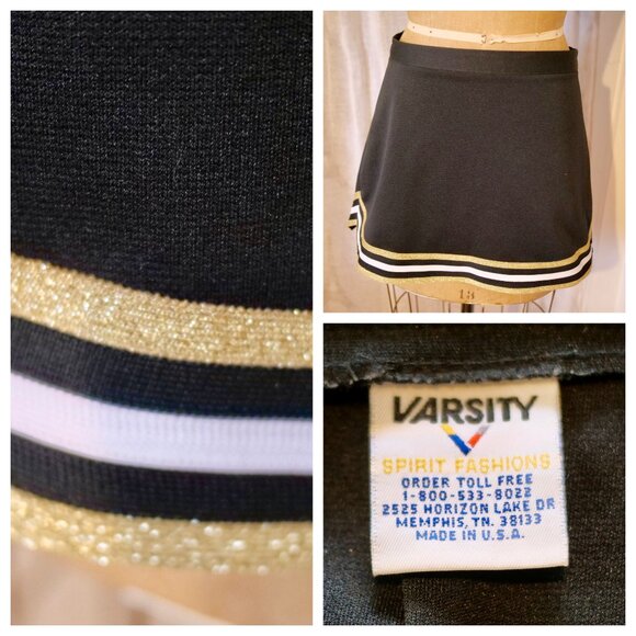 Varsity Spirit Fashions Skirt Pleated Schoolgirl Cheerleading Uniform Gold Black - Picture 1 of 7